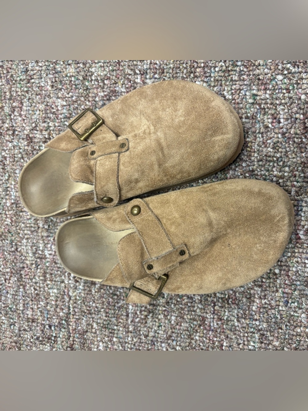 Tan Suede Slip-On Boston Clogs